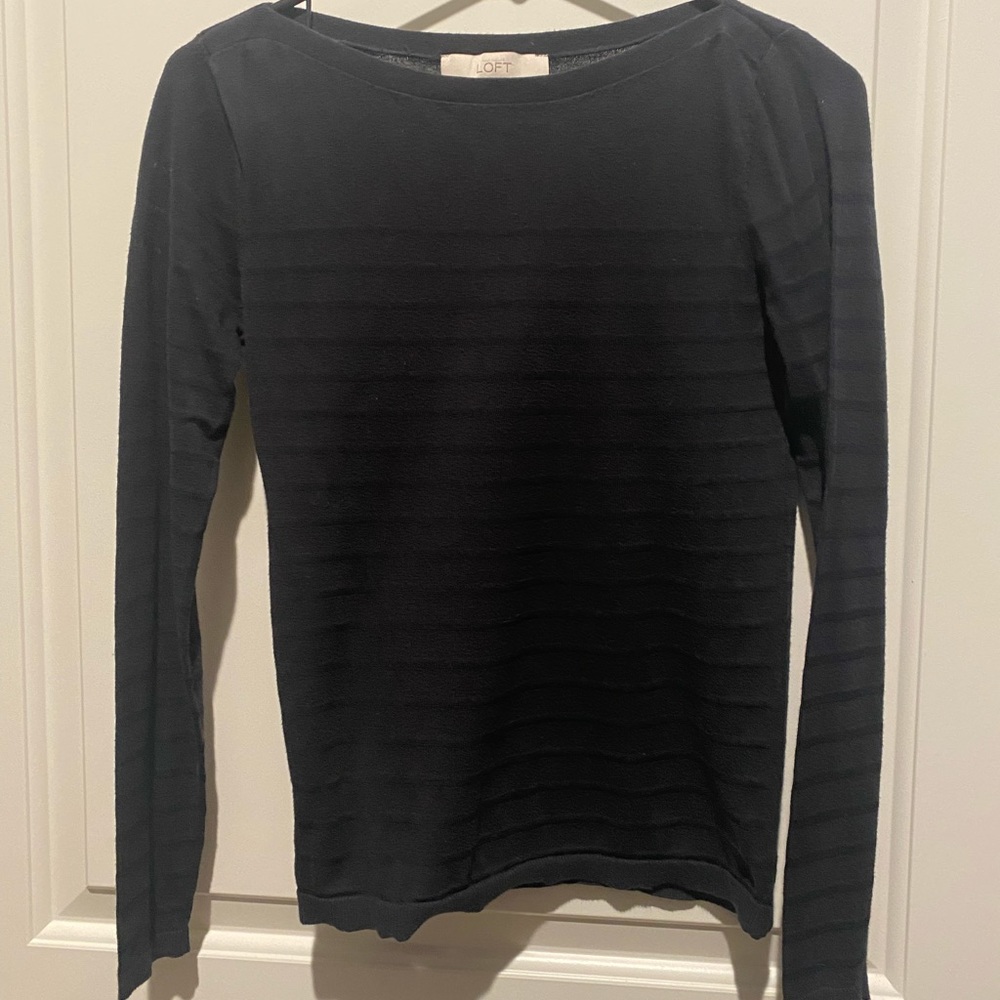 Loft long sleeve black striped top, xs